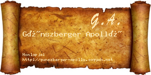 Günszberger Apolló névjegykártya